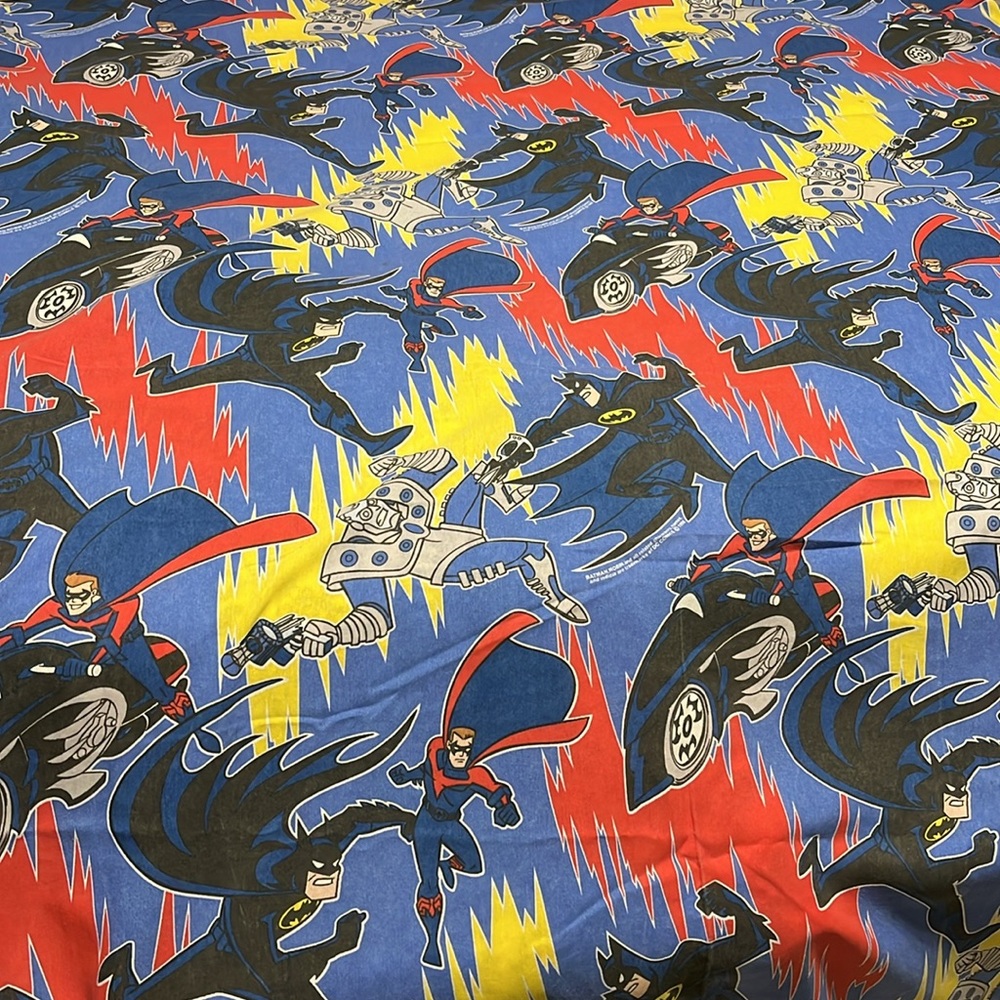 Vintage Batman and Robin DC Comics Sheet Flat Blue Multicolor Made in USA 1996